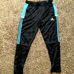 Adidas sweatpants with Carolina blue stripes